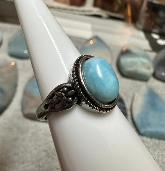 Natural Larimar Ring #9