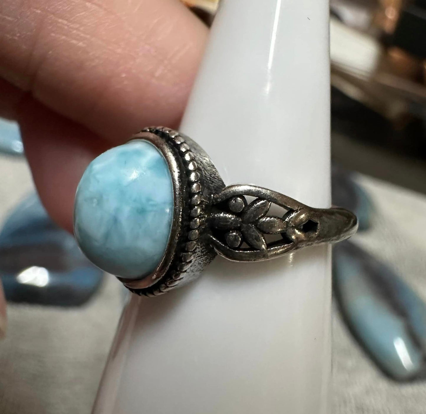 Natural Larimar Ring #10