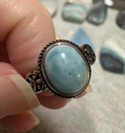 Natural Larimar Ring #6