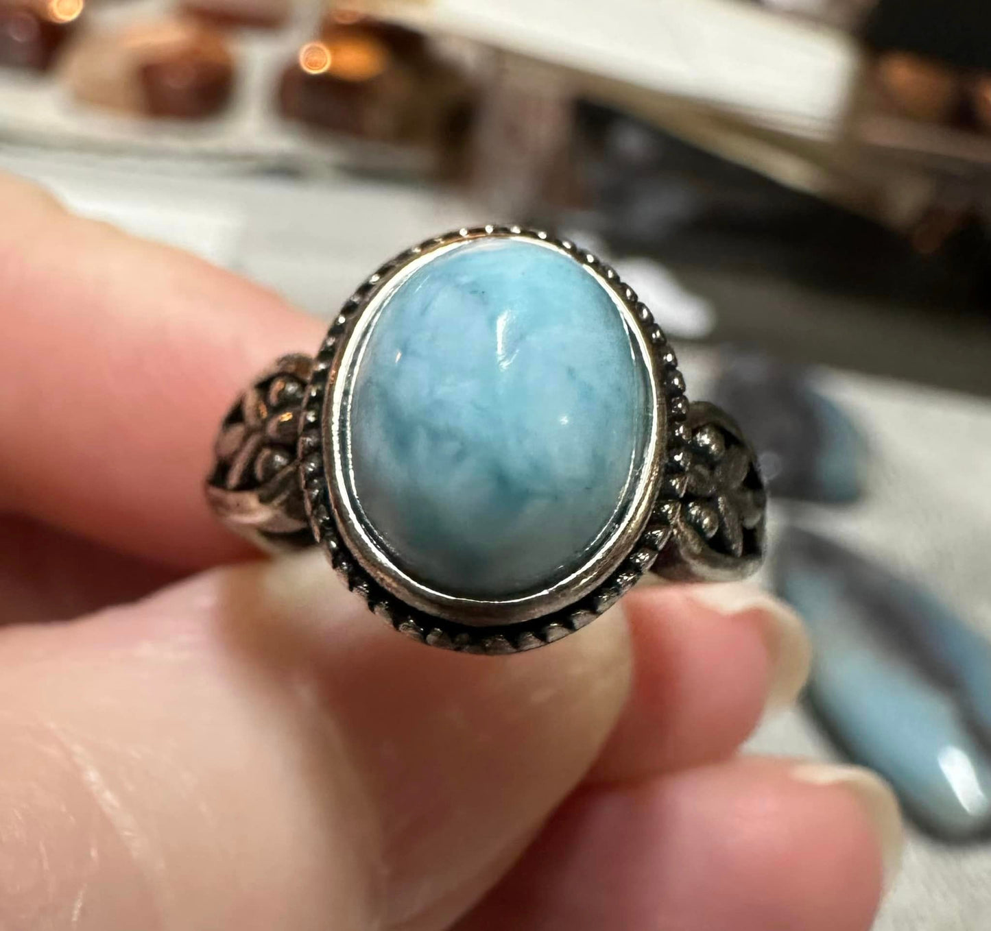 Natural Larimar Ring #10