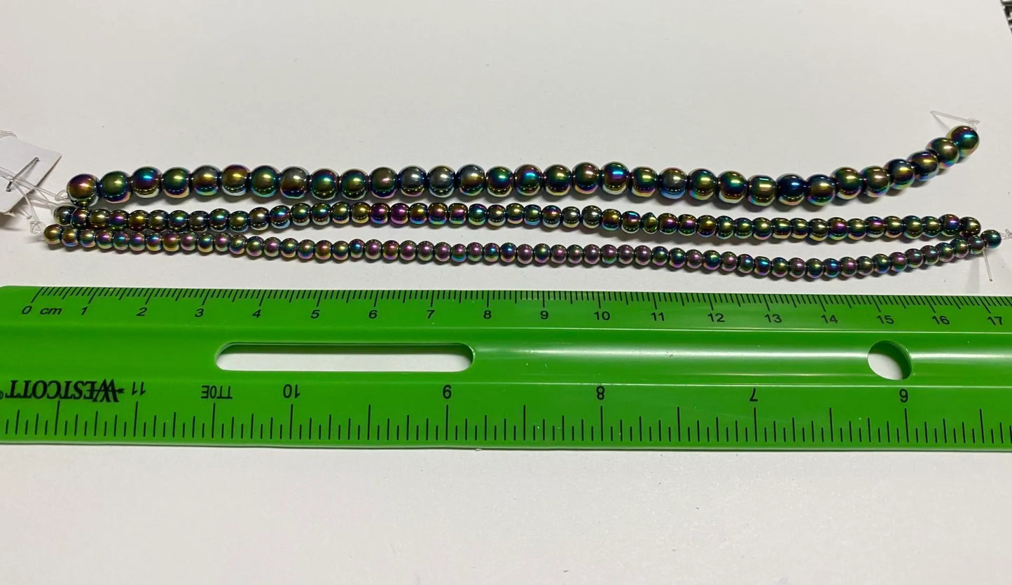 Multi-Color Round Glass Bead Strand 3 Sizes