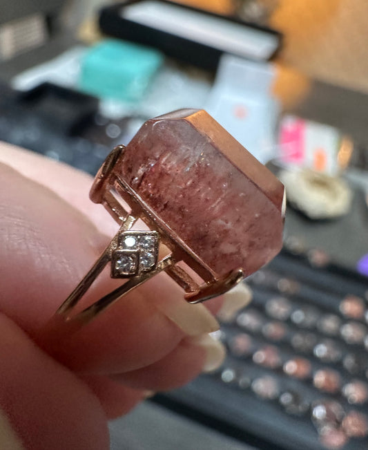 Sterling 925 Super 7 Strawberry Quartz Ring #8