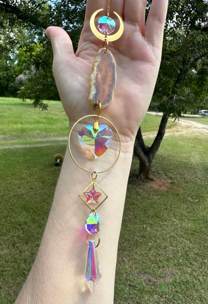 Yellow Agate Slice Sun Catcher