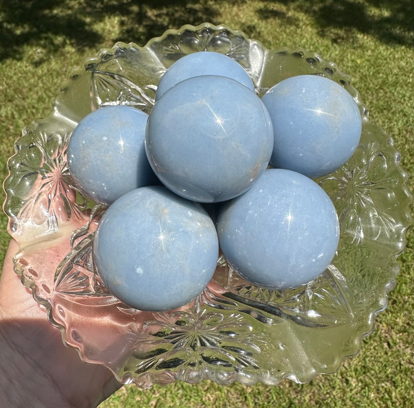 Baby Blue Angelite Spheres