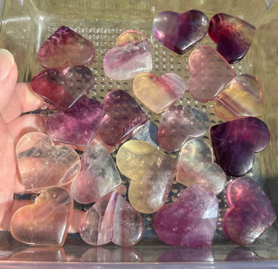 Candy Fluorite Carved Hearts