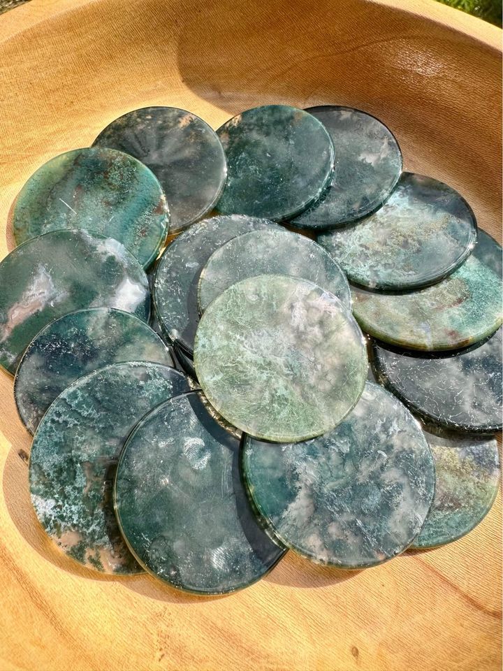 Moss Agate Polished Round Slices