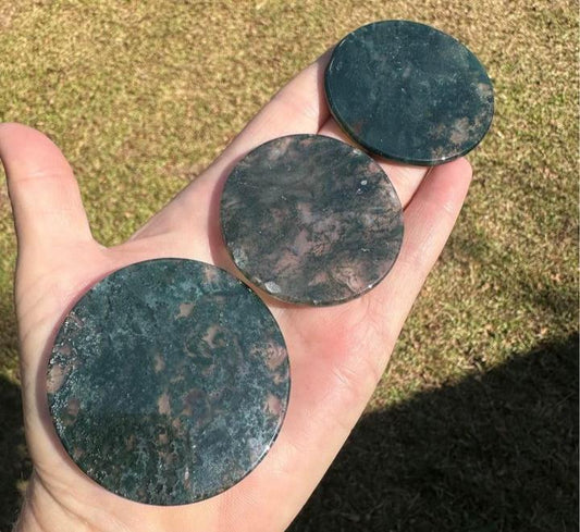 Moss Agate Polished Round Slices