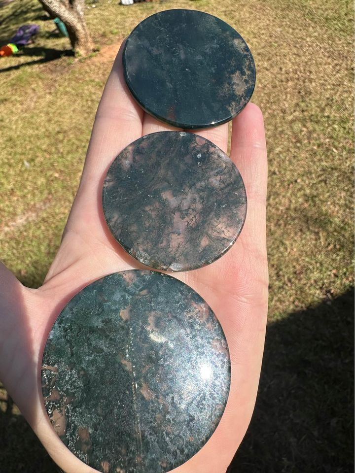 Moss Agate Polished Round Slices