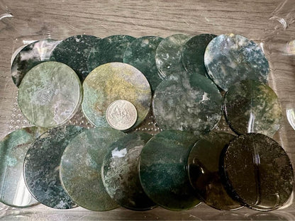 Moss Agate Polished Round Slices