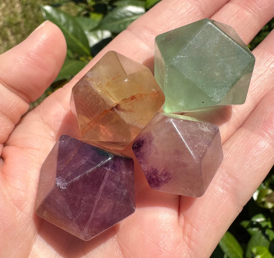 Rainbow Fluorite Tetradecahedron Shaped Tumbles