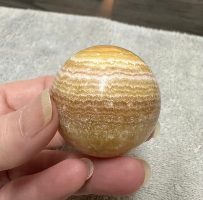 Yellow Calcite Stripe Sphere #3