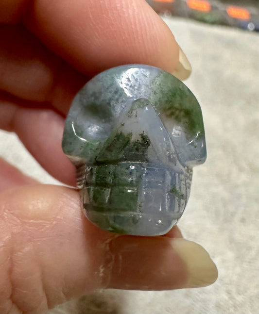 Moss Agate Skull