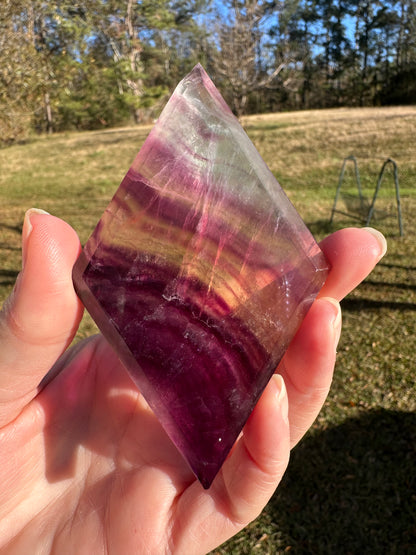 Rhombus Shaped Fluorite Carving with Stand #2