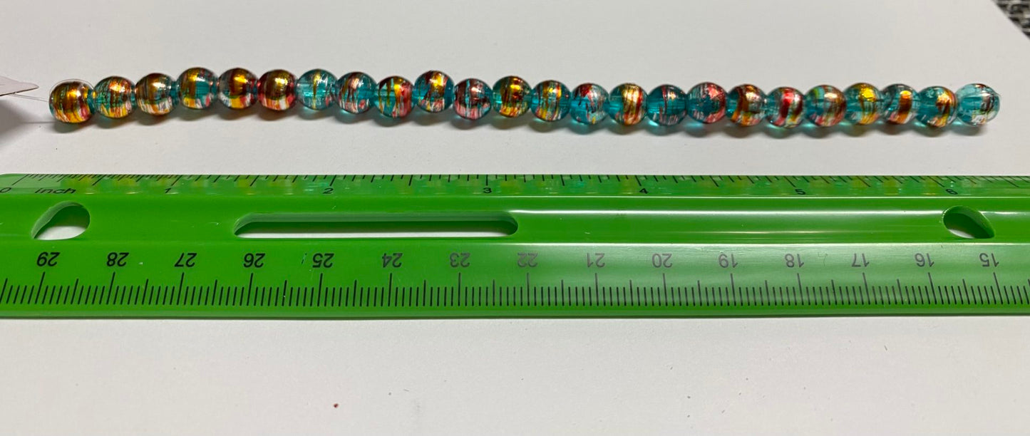 Blue Glass Round Bead Strand