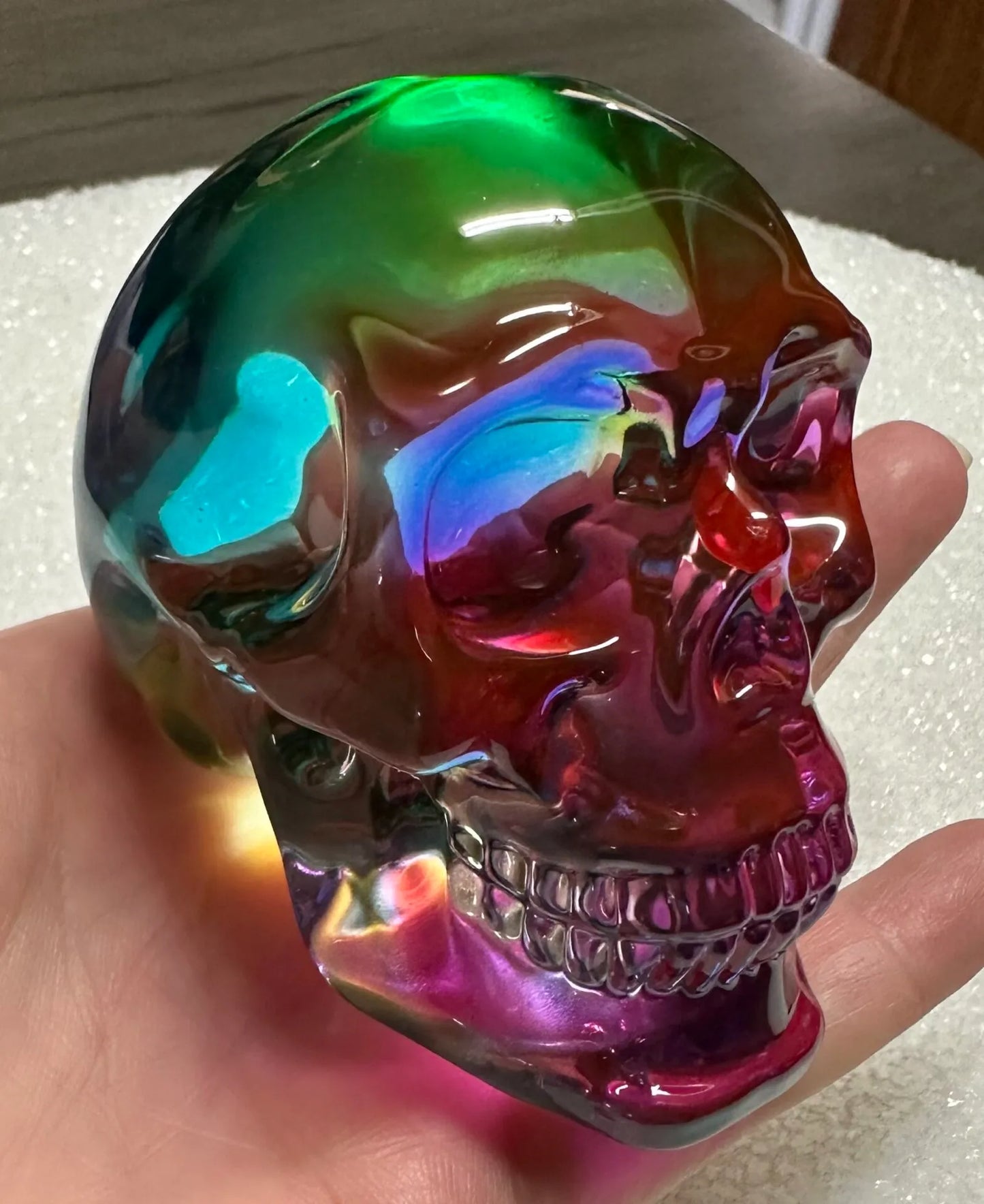 Green/Blue/Purple Crystal Glass Skull