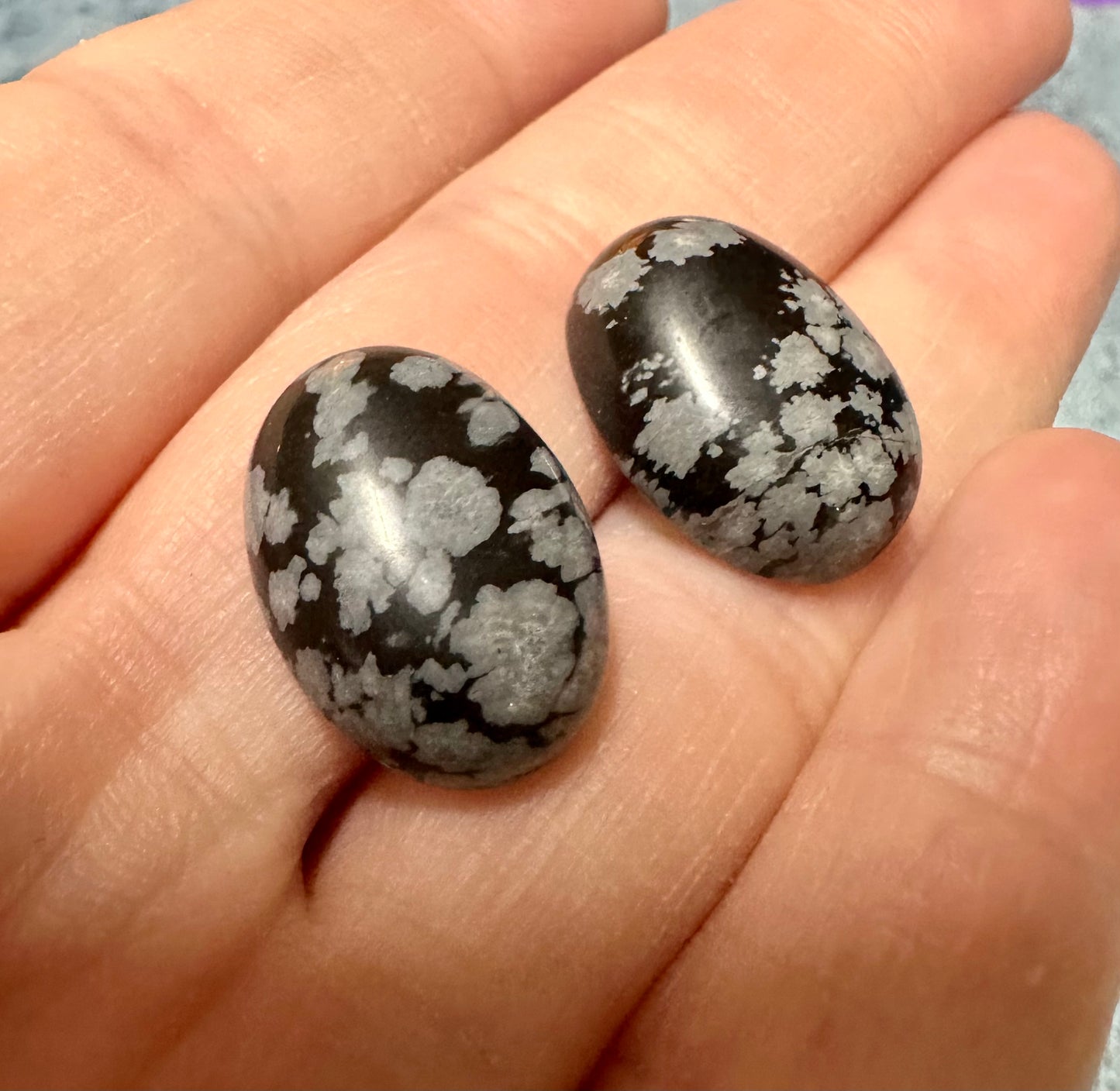 Snowflake Obsidian 18x13mm Cabochon Pair