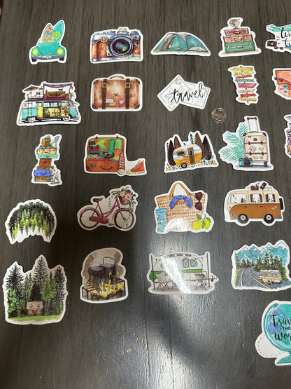 Retro Travel Stickers Set of 52