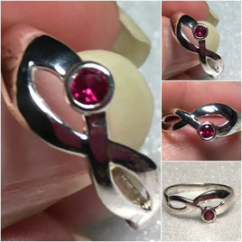 Sterling Silver Created Ruby Ring Sz 7-8 #16