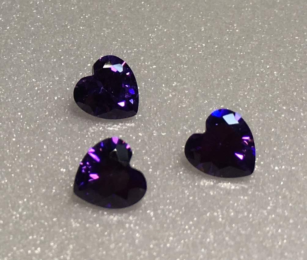 Purple 7mm Cz Heart