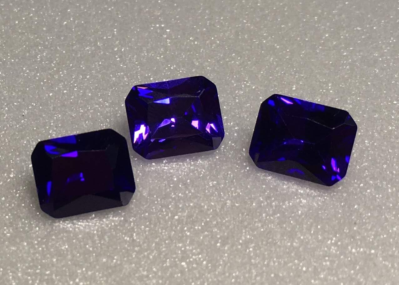 Emerald Cut Purple Cz 10x8mm