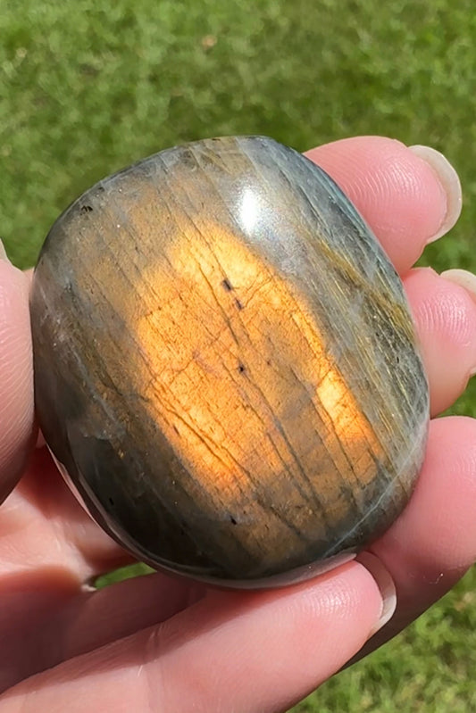 Sunset Orange Labradorite Palmstone #4