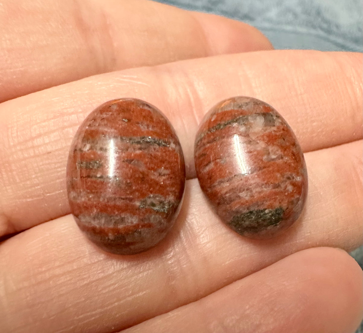 Brecciated Jasper 18x13mm Cabochon Pair