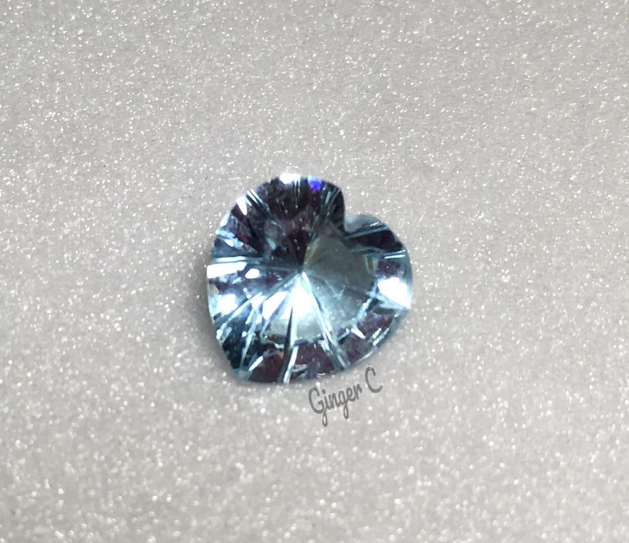 Blue Topaz 10mm Heart Laser Cut 3.55ct