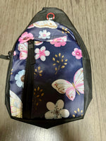 Nylon Butterfly Print Backpack Crossbody Bag