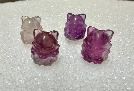 Mini Fluorite Nine Tailed Fox Carving