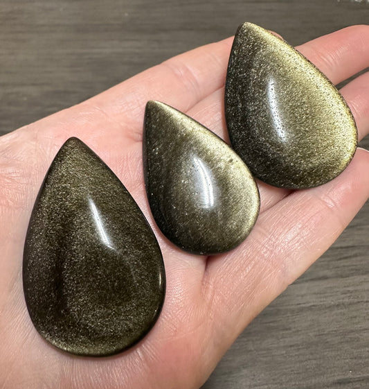 Natural Gold Obsidian Pearshape Large Cabochon