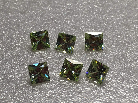 Princess Cut Lime 4mm Cz