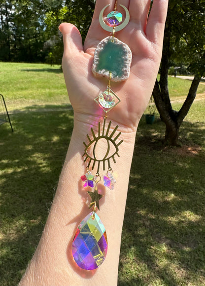 Green Agate Slice Sun Catcher