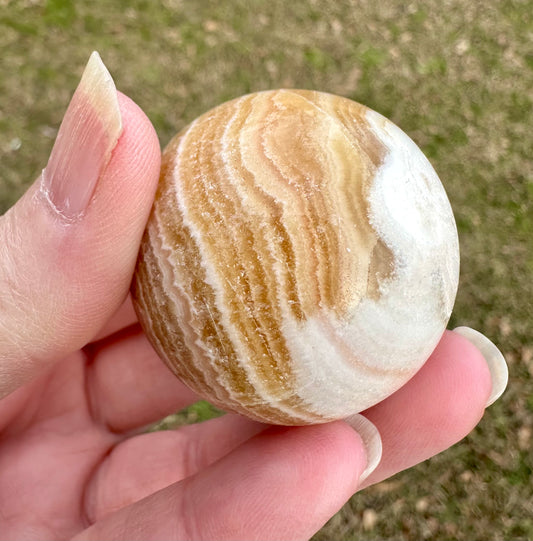 Yellow Calcite Stripe Sphere #1