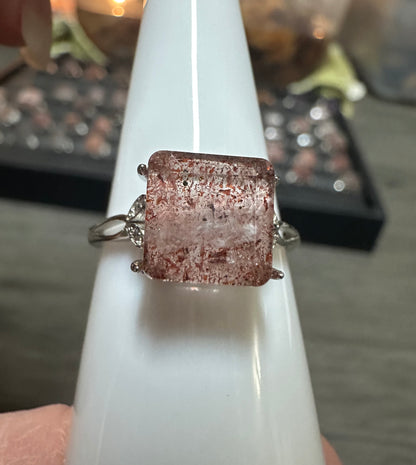 Sterling 925 Super 7 Strawberry Quartz Ring #20