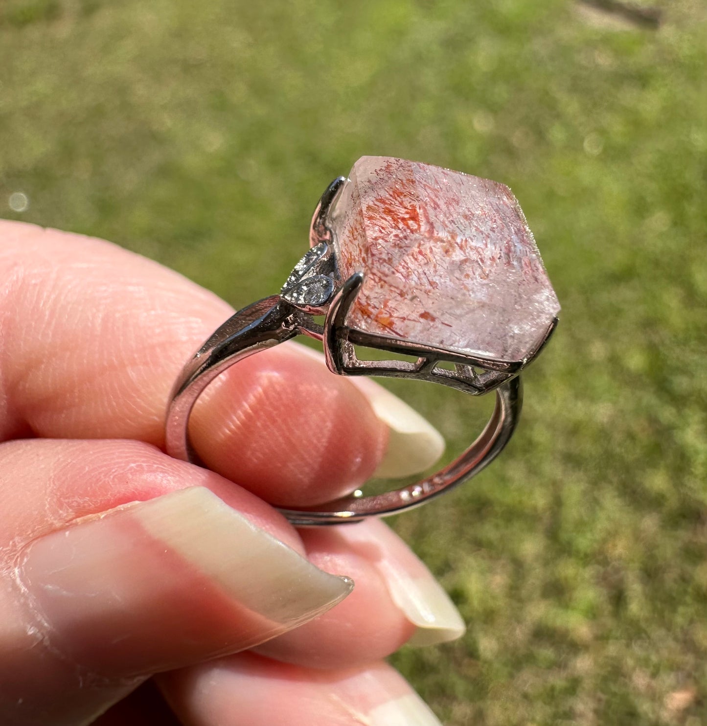 Sterling 925 Super 7 Strawberry Quartz Ring #44