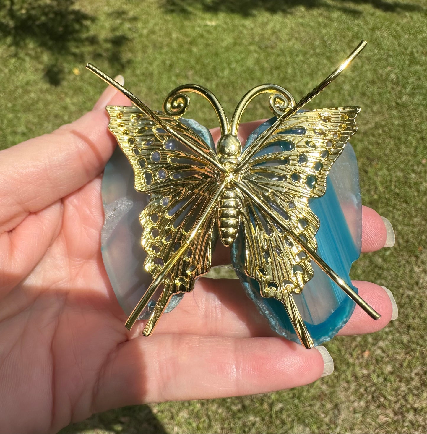 Butterfly with Blue Agate Slices