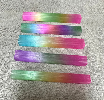 Colorful Moroccan Selenite Electroplated Rods