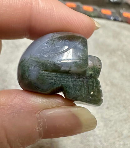 Moss Agate Skull