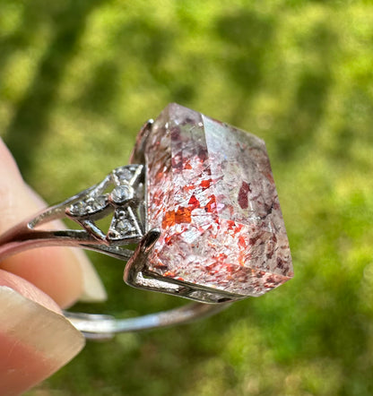 Sterling 925 Super 7 Strawberry Quartz Ring #58