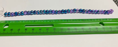 Purple & Blue Glass Round Bead Strand