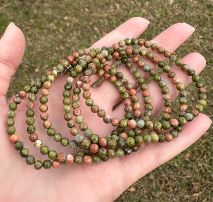 Unakite 4mm 7.5” Stretch Bracelet