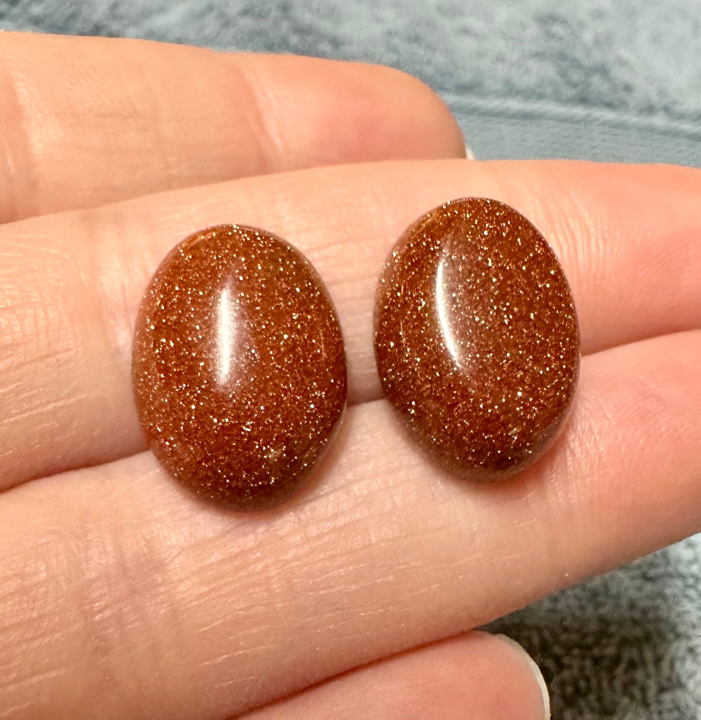 Goldstone 18x13mm Cabochon Pair