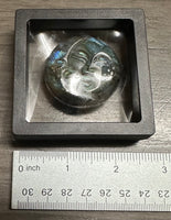 Labradorite Moon and Sun Carving with Case