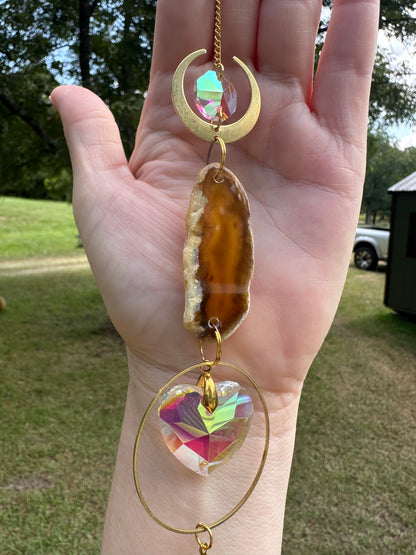 Yellow Agate Slice Sun Catcher