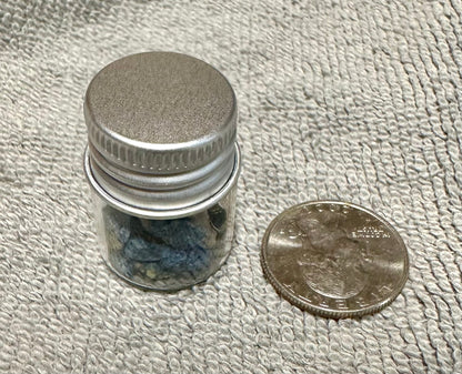 Lazulite Specimen Pieces in Small Jar #1 Graves Mountain