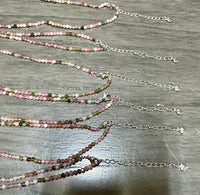 Natural 3mm Faceted Rainbow Tourmaline Necklace