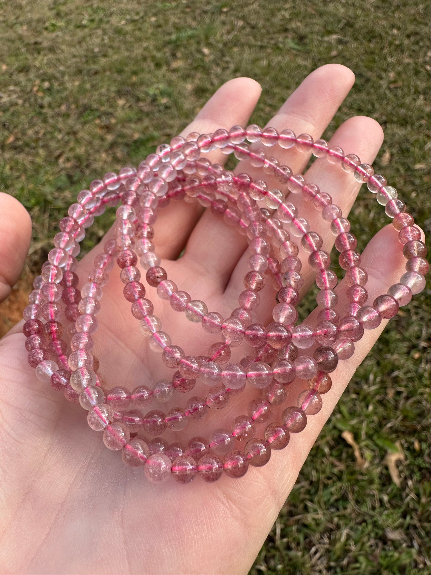 Strawberry Quartz 4mm 7.5” Stretch Bracelet