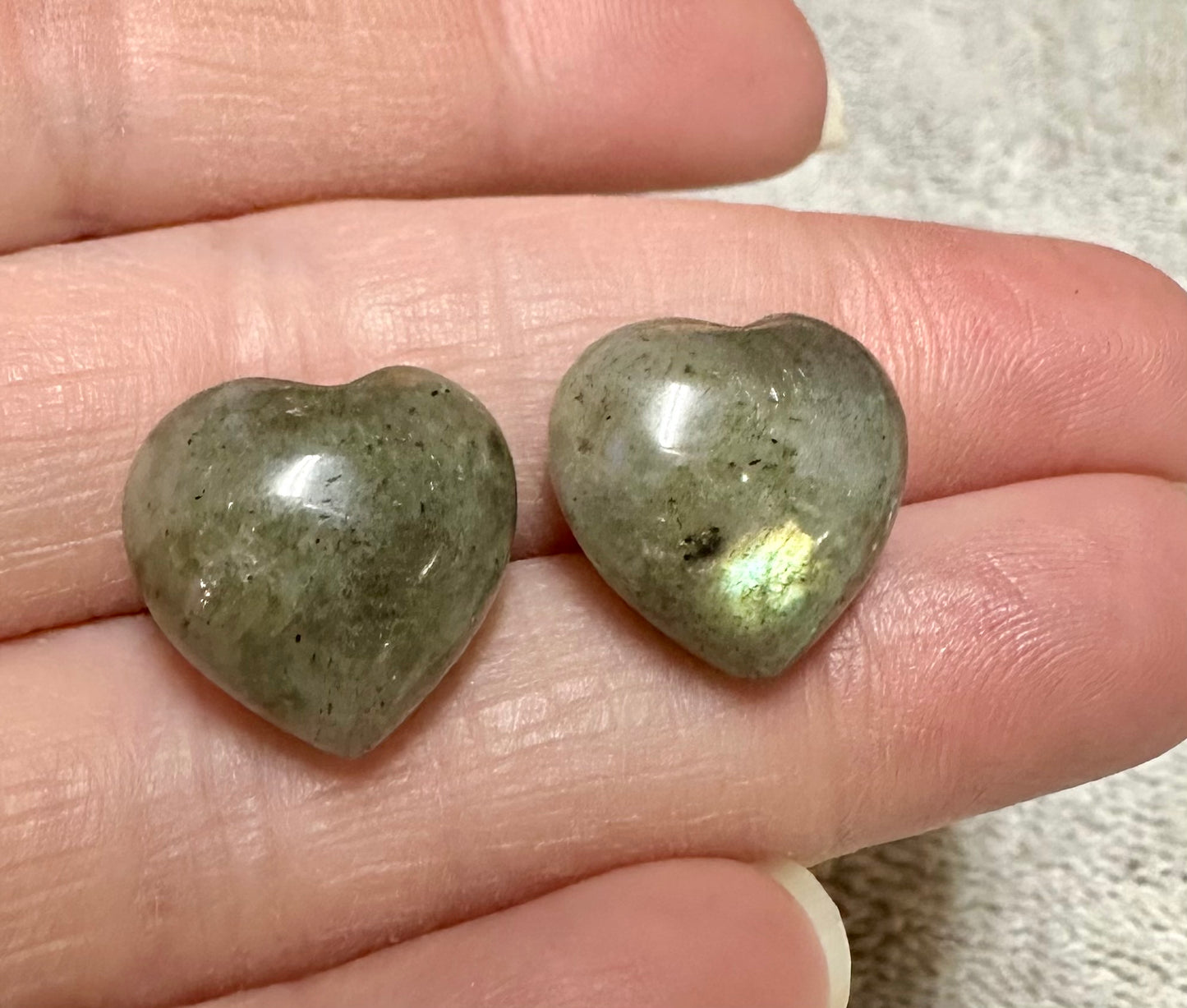 Labradorite Puffy Heart Pair