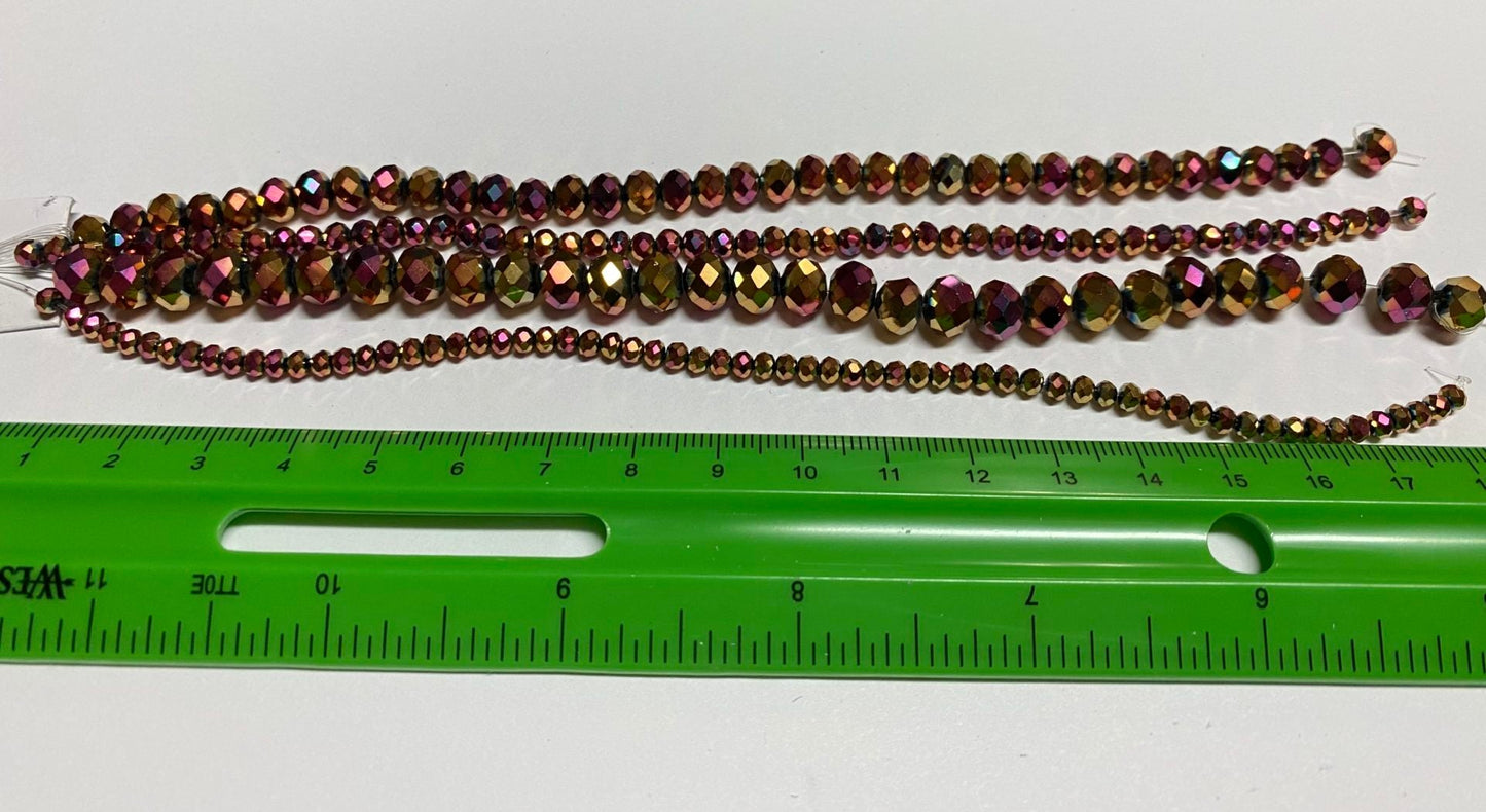 Multi-Color Glass Faceted Bead Strand 4 Sizes