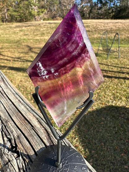 Rhombus Shaped Fluorite Carving with Stand #2